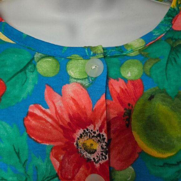 Vintage 80s Women's CAPE COD Floral Fruit Button Down Blouse Top 22W - Picture 7 of 8
